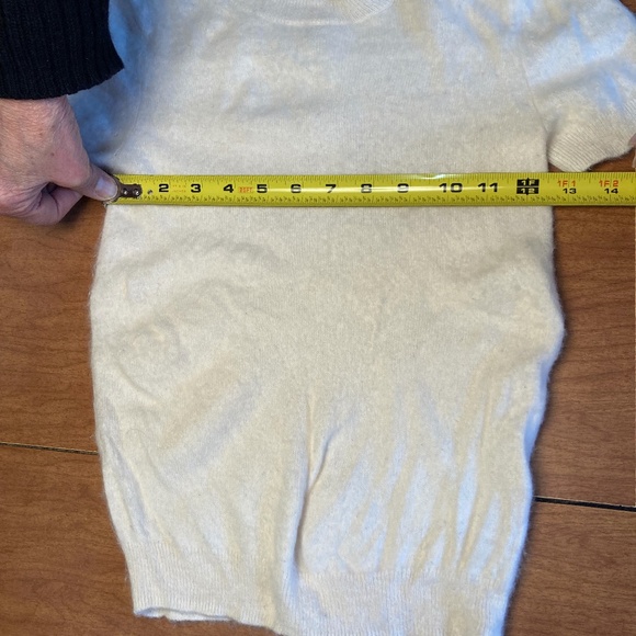 White Quince Mongolian Cashmere Tee Short Sleeve Sweater Small - Picture 6 of 10
